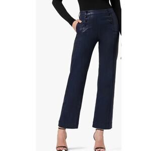 Joe's Jones The Savannah Wide Leg Crop Trouser Jeans Coated Navy Women's 25 NWT
